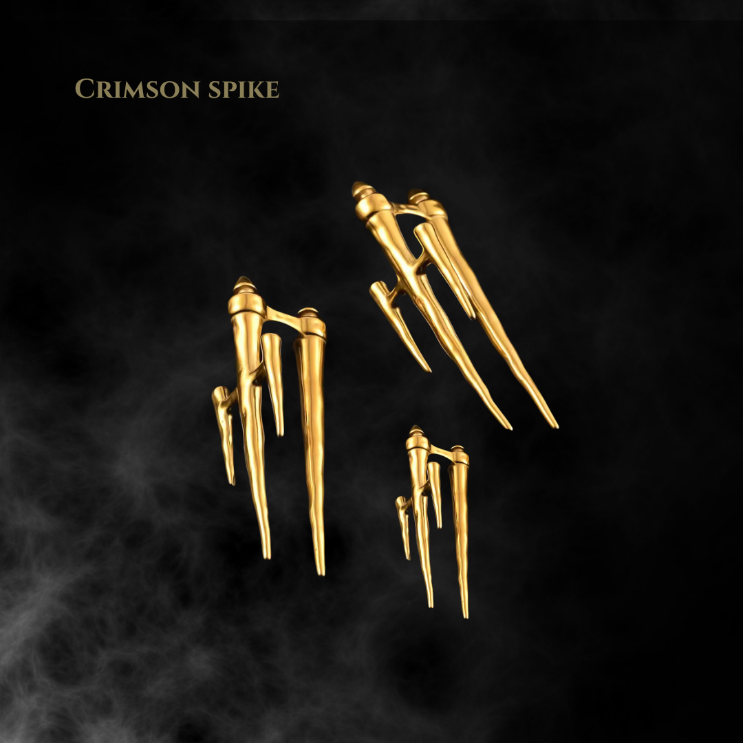 Pesos - Hanger Crimson Spike en Acero Inoxidable 316L para Expansiones de Oreja desde 5mm | Diseño con Relieves Agresivos | Peso de 28g | Obsidian Loops