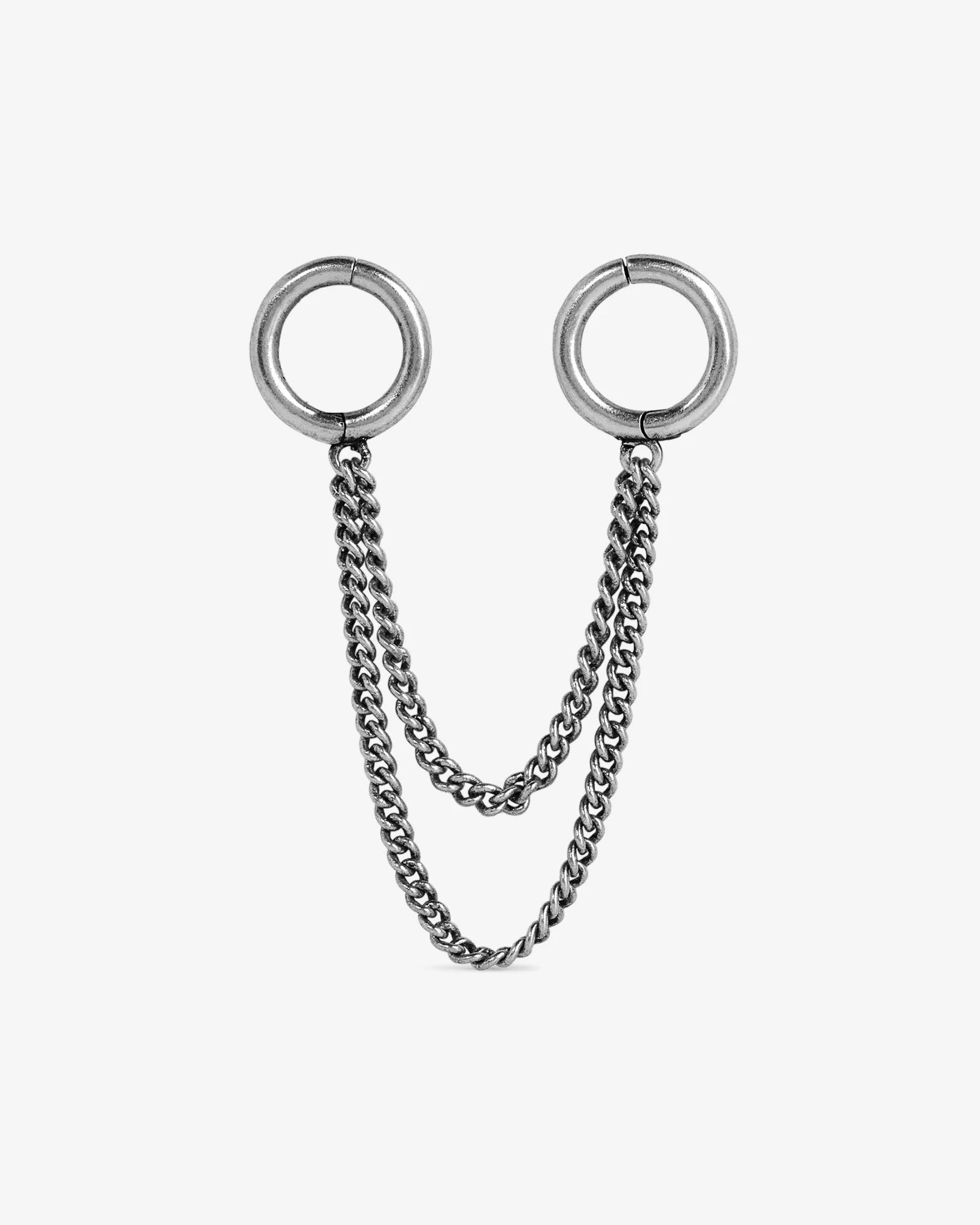 ring stack cuff lobe cadena y aros plateados expansiones de orejas
