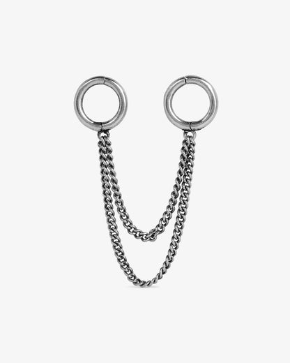 ring stack cuff lobe cadena y aros plateados expansiones de orejas